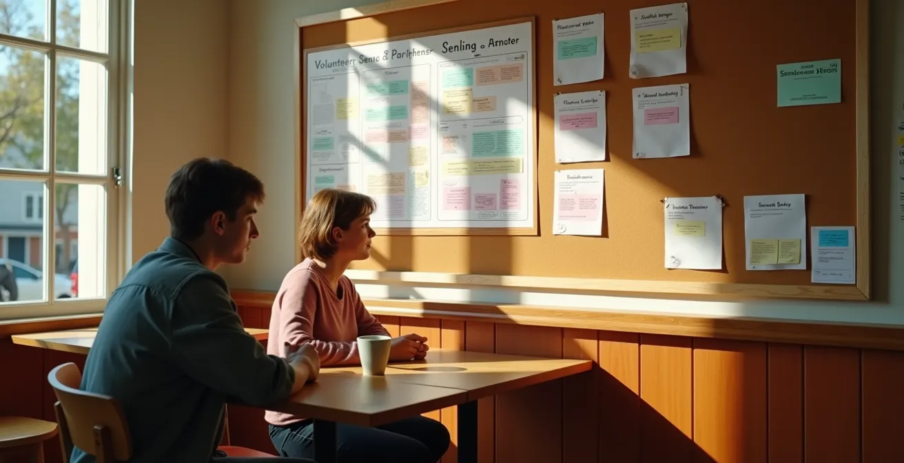 Bénévole partageant un moment de convivialité avec une personne âgée