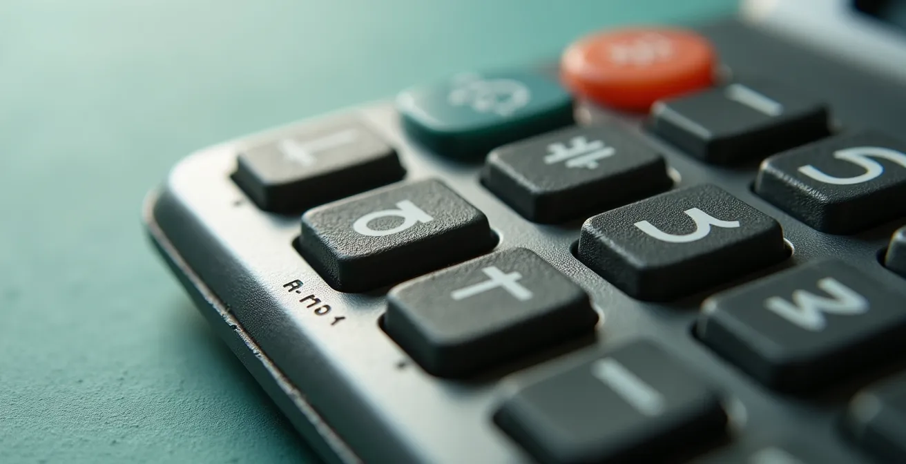 Vue macro de calculatrice et documents financiers symbolisant le calcul du reste à charge