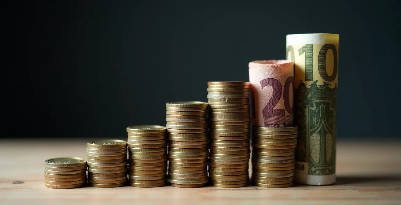 Représentation abstraite de l'échelle des montants d'aide selon les niveaux GIR