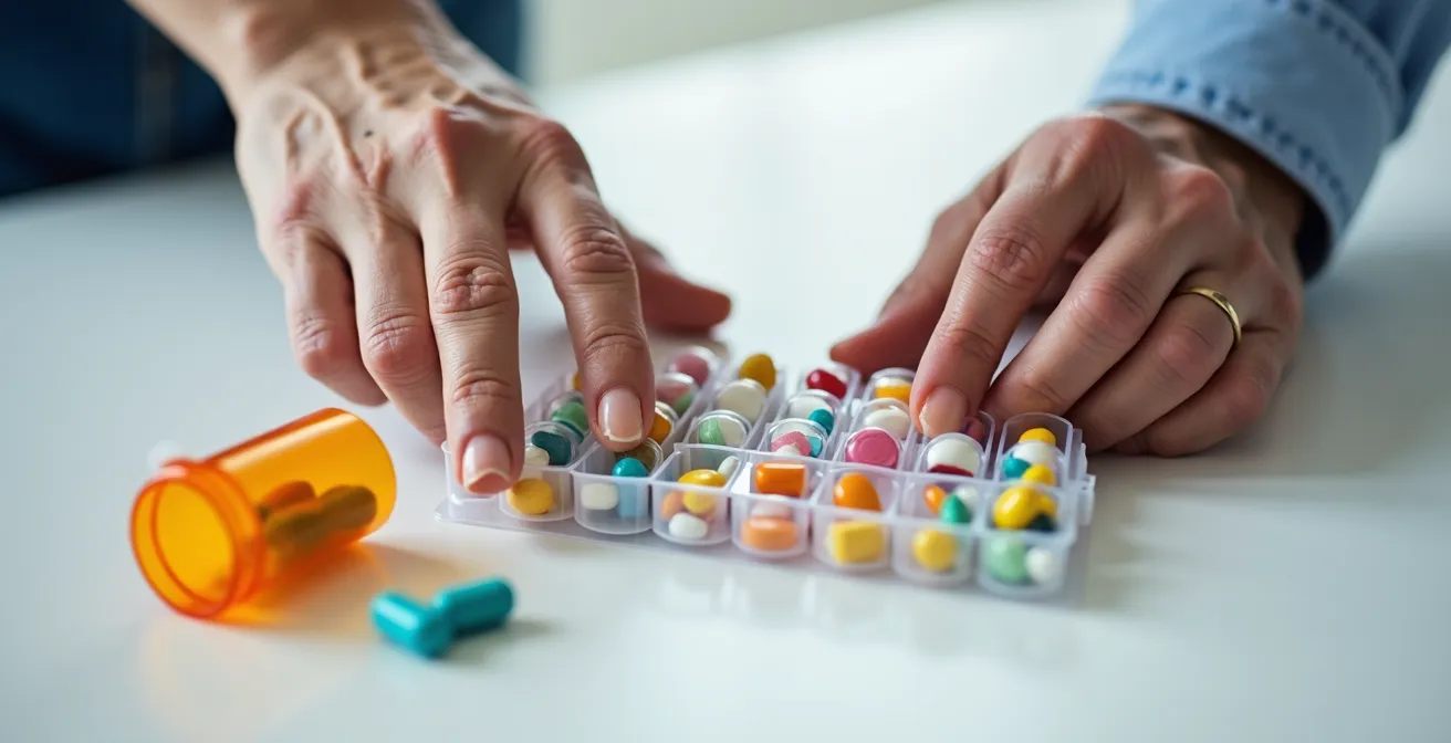 Pharmacien hospitalier discutant avec un patient âgé de son traitement médicamenteux dans un environnement chaleureux