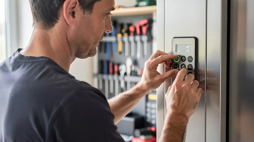 Technicien finalisant l'installation d'un ascenseur privatif dans une maison